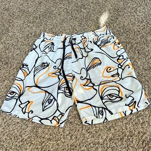 2023 SHEIN “Kisstop” White And Orange Shorts